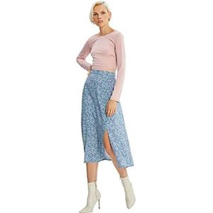 Trendyol Gedetailleerde rok met blauw bloemenpatroon rok, 38 vrouwen