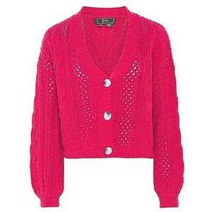 faina Women's Femmes Mode Pull Col V et Insert Perles Acrylique Rose Taille M/L Sweater, M, Rose, M
