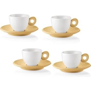 Guzzini - EVERYDAY Set van 4 koffiekopjes met schoteltjes - mosterdgeel - 081701211