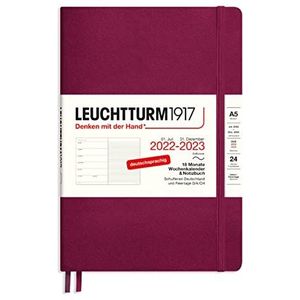 LEUCHTTURM1917 365807 Weekkalender & notitieboek Softcover Medium (A5) 2023, 18 maanden, poort rood, Duits