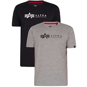 ALPHA INDUSTRIES t-shirt heren korte mouwen, grijs/rood/blauw