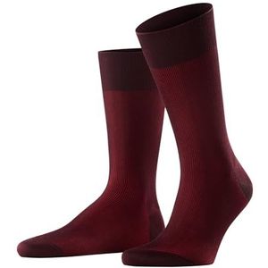 FALKE Fine Shadow herensokken, ademend, katoen, dun, versterkt, platte teennaad, fantasiepatroon, fijn geribbeld, elegant, voor dagelijks gebruik en werk, 1 paar, Rood (Barolo 8596)