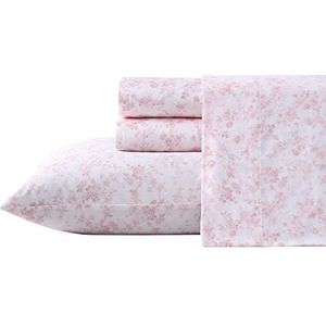 Laura Ashley Home Zachte katoenen satijnen beddengoedset voor super-kingsize bedden, elegant, glad en ademend, roze (Bella Pink)