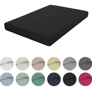 ECOMMERC3 Extra zacht en comfortabel hoeslaken voor bedden van 90 cm, gemaakt in Spanje, verstelbaar, gemakkelijk te wassen en duurzaam, zwart