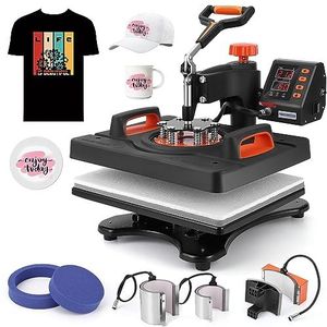 Presse à chaleur 30,5 x 38,1 cm, presse à chaleur 6 en 1, machine de sublimation 800 W, rotation à 360 °, presse à chaleur oscillante, impression de chauffage à double tube pour t-shirts, chapeaux,