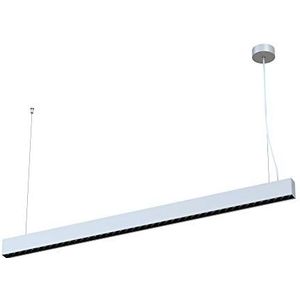 LEDAXO LED hanglamp PL-05-50, indirect licht, 5800lm/50W, dimbaar 1-10V, 4000K (neutraal wit), niet-verblindend (UGR<6), werkbeeldschermen, kleur behuizing: zilver