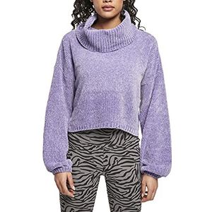 Urban Classics Damespullover kort gebreide trui rolkraag brede mouwen geribbelde zoom XS-XL, Lavendel