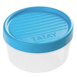 TATAY Voedselcontainer, luchtdicht, inhoud 0,5 l, schroefdeksel, BPA-vrij, magnetron- en vaatwasmachinebestendig, blauw. Afmetingen: 12 x 12 x 6,6 cm