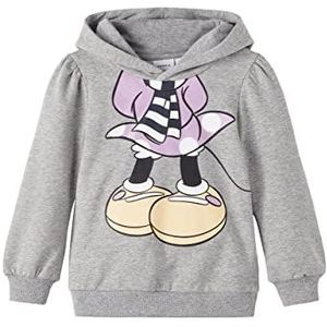 Name It Nmfabsi Minnie Sweatshirt W Hood Bru Wdi Capuchon-sweatshirt voor meisjes, Grijs melange