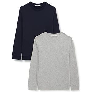 MINYMO Sweatshirt voor jongens (2 stuks) T-shirt, grijs gemêleerd, 86 cm, uniseks, kinderen, Grijze mix