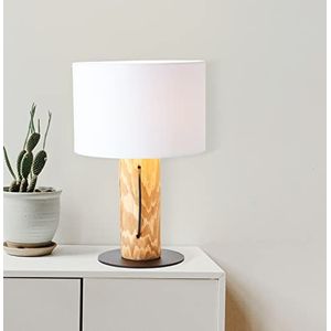 Brilliant Tafellamp in natuurlijke stijl - decoratieve tafellamp - FSC-gecertificeerd - geschikt voor E27-lampen van hout/textiel, grenen / wit gebeitst - Ø 30 cm en 43 cm hoogte