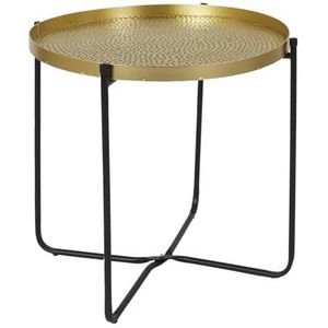 HOME DECO FACTORY Tafel D Appoint Metal Martele Alia D50Cm, goud, zwart, 50 x 45 x 50 cm