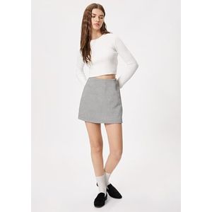 Koton Mini jupe-short pour femme - Taille haute - Fermeture éclair, Noir Design (9D9), 36