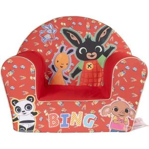 Bing rode kinderstoel, comfortabel en veilig, grappig design met Bing en Flop, perfect voor slaapkamers en speelhoeken