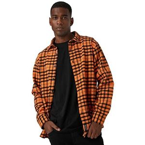 Koton Chemise à carreaux pour homme, Orange à carreaux (2c0), S