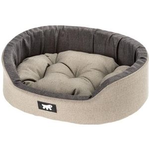 Ferplast Dandy Hondenbed, afneembaar en wasbaar kussen, katoenen overtrek met zachte vulling, voor middelgrote honden, 80 x 55 x 18 cm, bruin