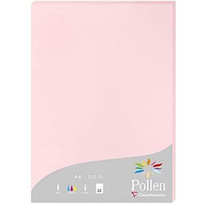 Clairefontaine 24281C Etui met 25 vellen, formaat A4 (21 x 29,7 cm), 210 g/m², roze, uitnodigingspapier, correspondentie, en voldoet aan de pollen-serie, premium papier, glad