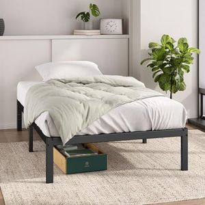 Zinus Elias Bed 80 x 190 cm – bedstructuur 36 cm met opbergruimte onder het bed – bedframe met platform van metaal – zwart