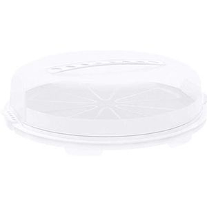 Rotho Frisse, platte taartstolp met deksel en draaggreep, BPA-vrij, kunststof (PP), wit/transparant, (35,5 x 34,5 x 11,6 cm)