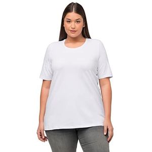Ulla Popken T-shirt, A-lijn, ronde hals, halve mouw dames, White Out