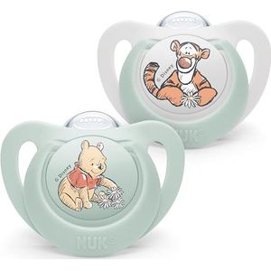 NUK Star Set van 2 BPA-vrije siliconen fopspenen voor baby's van 6 tot 18 maanden, om 99% van de baby's te kalmeren, met etui