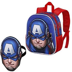Captain America First Mask Rugzak, blauw, één maat, rugzak met masker, Blauw, Eerste masker rugzak