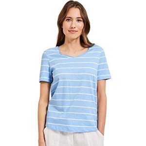 Cecil B319663 T-shirt voor dames, korte mouwen, strepen, Kleur: blauw