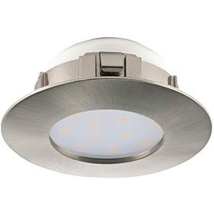 EGLO LED inbouwspot Pineda, LED-spot van kunststof, LED inbouwlamp in mat nikkel, inbouwspot LED plat, Ø 7,8 cm