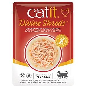 Catit Divine Shreds Droogvoer voor katten, met kippenvlees en wortelen, 1 stuk (1 x 75 g)