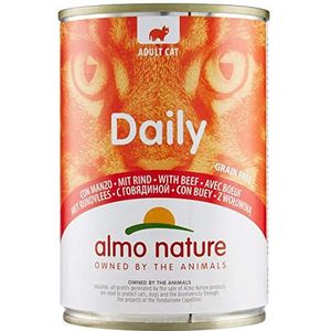 Almo Nature Daily met rundvlees. Natvoer voor volwassen katten, 24 dozen van 400 g