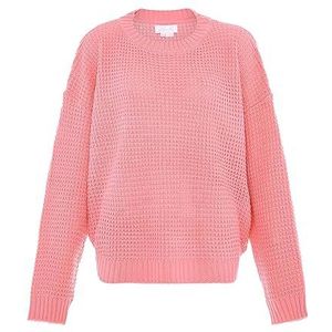 Blonda Pull à col rond gaufré pour femme Rose Taille XL/XXL, rose, XL