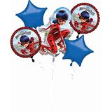 Amscan 3796501 Miraculous Ladybug folieballonnen, 5 stuks