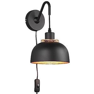 Reality, Wandlamp, Punch 1xE27, max.40,0 W Lichaam: Metaal, mat zwart L: 18,0 cm, H:30,0 cm, D: 24,0 cm Schakelaar, Wandmontage, IP20, Zonder Verlichter, FLEXConnect