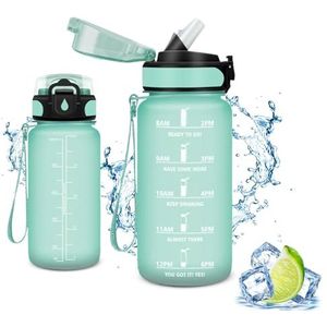 Vikaster Sportfles met rietje, 500 ml, lekvrij, BPA-vrij, voor camping, yoga, fitnessstudio, school, outdoor