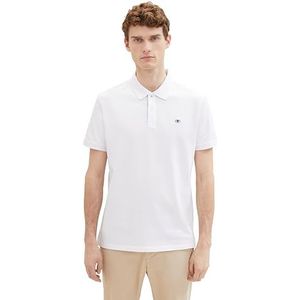 TOM TAILOR 1027713 heren Basic Piqué poloshirt (1-Pack), 20000 - wit, XXL