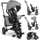 LIONELO Tris driewieler en kinderwagen, 2-in-1, compacte 180° verstelbare draaizitting met ruime tas, vrijloopmodus en bekerhouder, van 1,5 tot 5 jaar, tot 25 kg