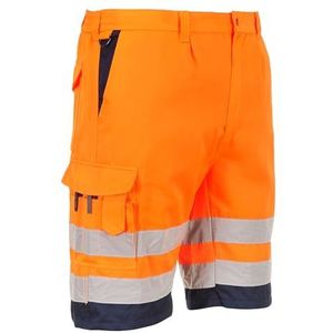 Portwest Hoge zichtbaarheid, polykatoenen shorts, maat XL, oranje/marineblauw, E043ONRXL