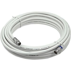 Satix SKK01003 coaxkabel met snelle F-stekker en coaxiale IEC-M-stekker voor tv of F/IEC modem, 10 m, wit