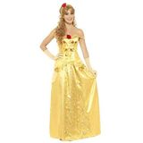 Smiffys Dames gouden prinses kostuum, lange jurk, handschoenen en haarband, maat: 48-50, 45969
