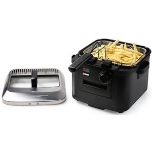 DOMO DO545FR Friteuse 4 liter met kijkvenster met koude zone, 2000 W, zwart