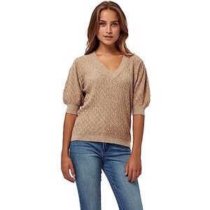 Peppercorn Rosalia Puff Sleeve Knit Tee T-shirt met pofmouwen voor dames, 0273M Warm zand Melange