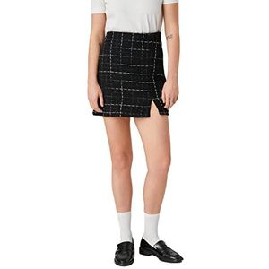 Koton Mini-rok van tweed – details rok voor dames, Black Check (9c9)