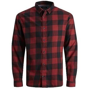 JACK & JONES ESSENTIALS Geruit Slim Fit Overhemd JJEGINGHAM Brick Red