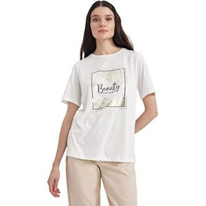 DeFacto Z6453az T-shirt voor dames, ECRU