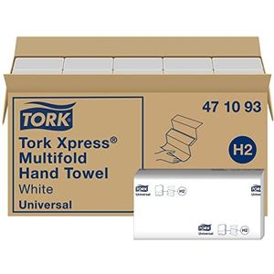 Tork Xpress multifold papieren handdoeken 471093 - H2 universele vouwhanddoeken - meervoudig gevouwen, 1-laags, wit - 12 x 250 doeken