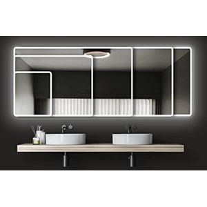 Talos Moon badkamerspiegel met verlichting, 40 x 45 cm, met omgevingslicht, lichtkleur neutraal wit, hoogwaardig aluminium frame
