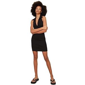 Trendyol Mini robe moulante en tricot pour femme, Noir, S