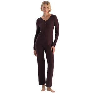 Ensemble pyjama boutonné et col en V pour femme, taille XL, Damson., XL