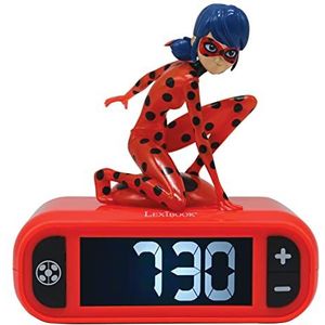 Lexibook Miraculous Ladybug Zwarte kat - Wekker met nachtlampje, lichtgevende Ladybug, klok, wekker voor jongens en meisjes, met sluimerfunctie, rood - RL800MI
