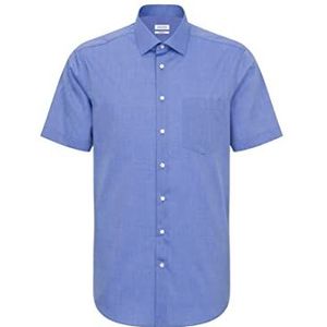 Seidensticker Zakelijk overhemd voor heren, regular fit, strijkvrij, kentkraag, korte mouwen, 100% katoen, Blauw (middenblauw 14).